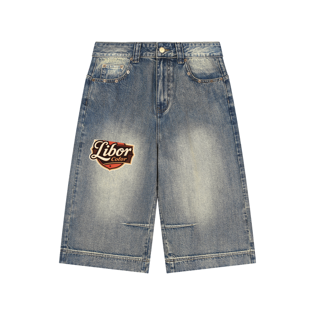 Vintage Wash Baggy Denim Shorts