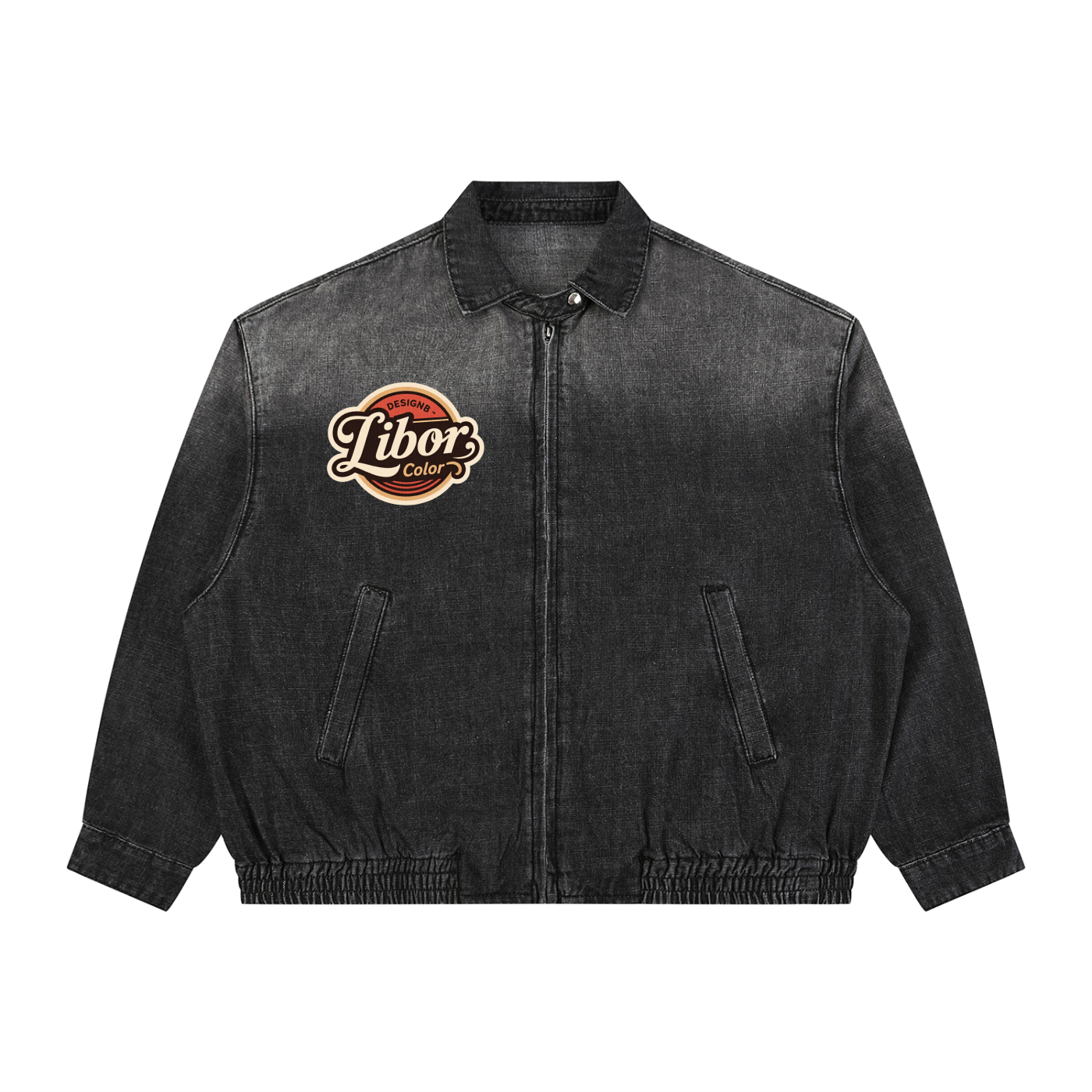 Unisex Vintage Wash Full-Zip Denim Jacket